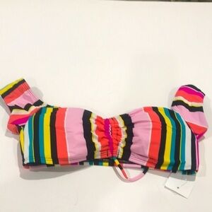 Kenneth Cole reaction bikini top vertical stripes NWT size small multicolor